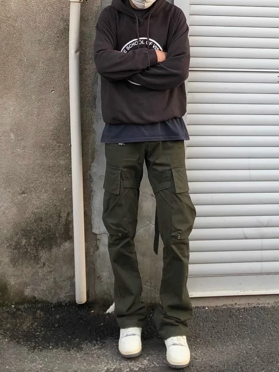 

American Street Vibe Tactical Military Bird Tie Work Pants Men High Street Slim Straight CleanFit Casual Long Pants