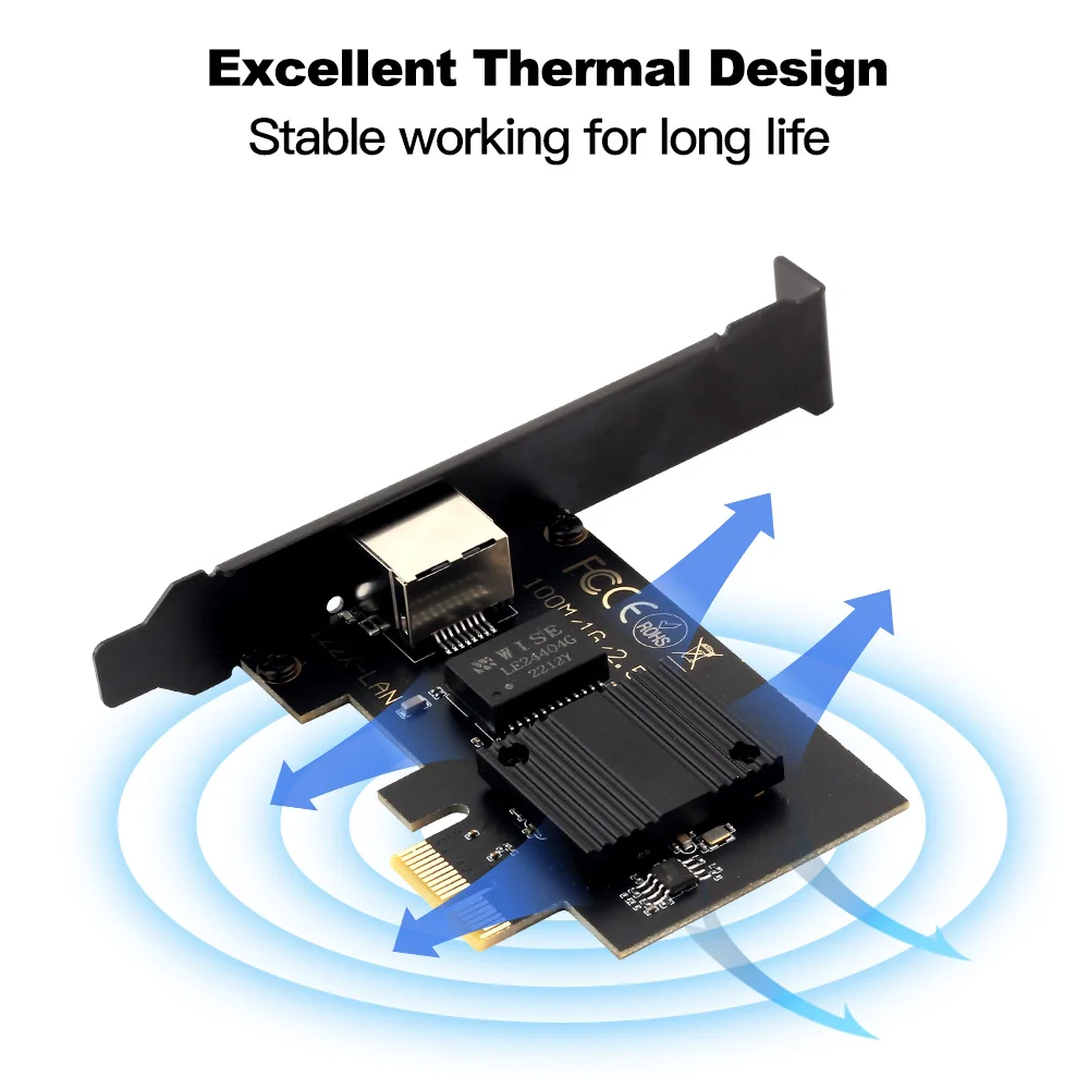 Intel i226 PCIE para placa de rede RJ45, adaptador Ethernet LAN, 2.5G, 100 Mbps, 1000 Mbps, 2500Mbps, apto para PC, desktop, Gigabit