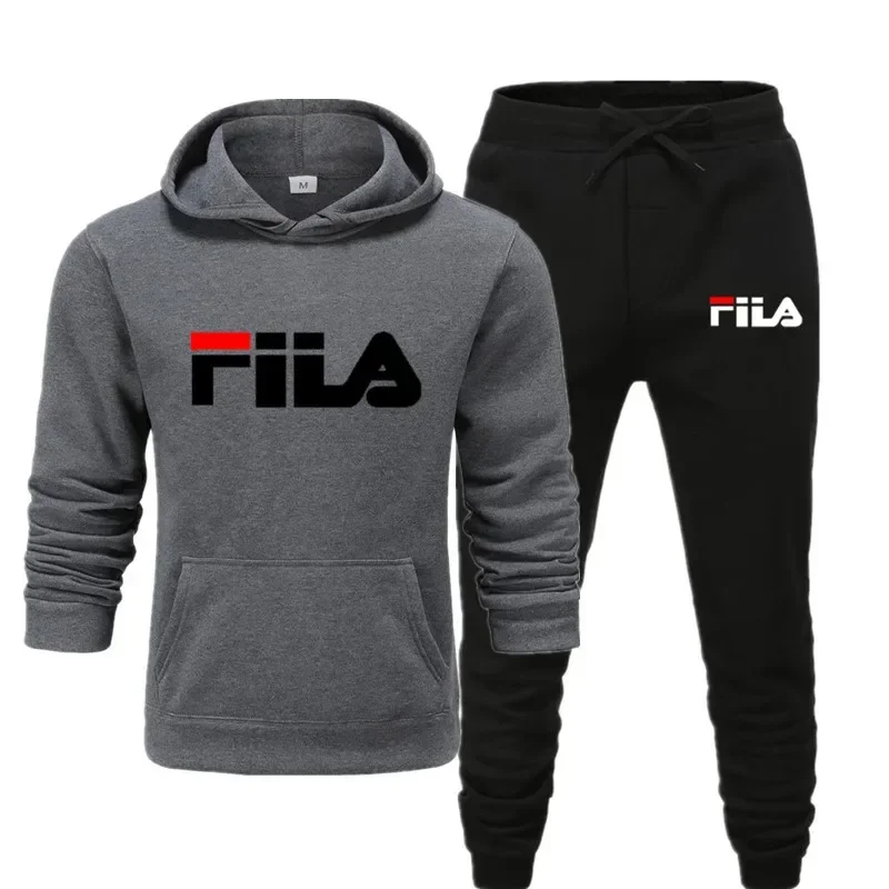 A new men's Spring and Autumn 2025 pullover hoodie + sweatpants two-piece fitness, fashion and casual jogging set