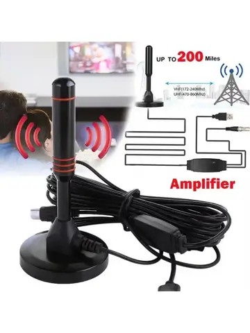Indoor Outdoor HD Digital TV Antenna Amplified DAB 200 Miles Ultra HDTV with Amplifier VHF UHF Quick Response Aerial Set