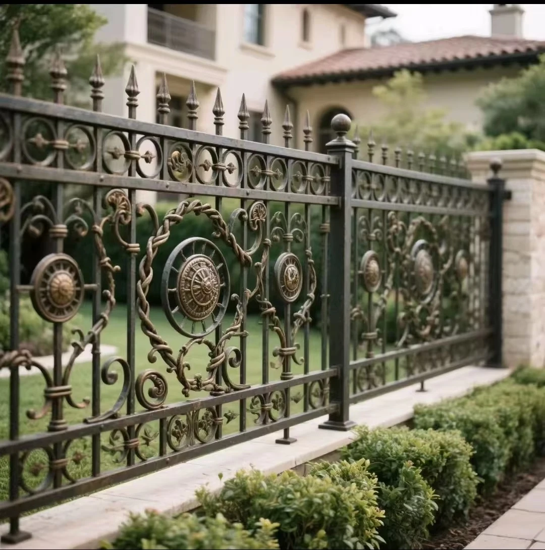 

cj-Decorative Garden Wrought Iron Yard Castle Metal Balustrades Fence of Villa for Balcony@