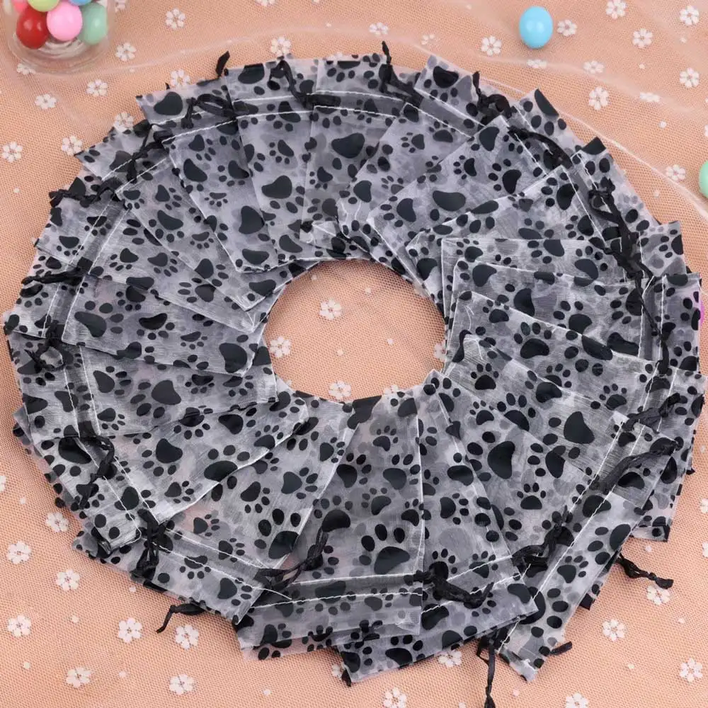 10/25pcs/lot Organza Gift Bag Black Cat Claw Jewelry Bag Gifts Pouches For Wedding Party Candy Bag  Jewelry Packing Wholesale