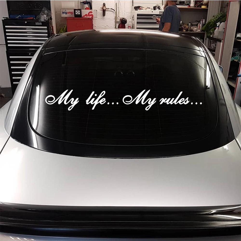 Three Ratels TZ-640 7*57cm Quote Decal My life...My rules... Car Stickers and Frase Decals Auto Sticker