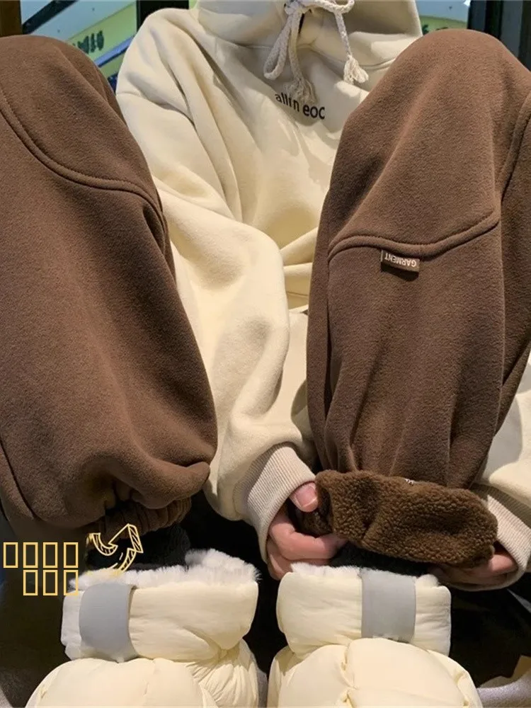 

Мужские зимние утепленные повседневные спортивные брюки свободного кроя в стиле High Street с эластичным поясом, длинные брюки для молодежи, Vitali T...