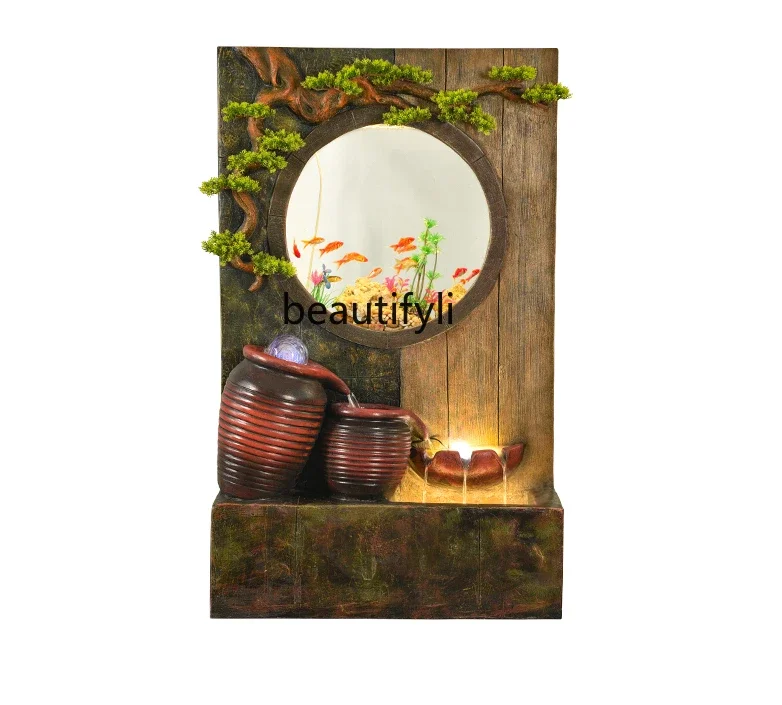 Water Curtain Wall Water Screen Living Room Fish Tank Landscape Humidifier Fortune Fengshui Wheel Hallway Decorations Ornaments