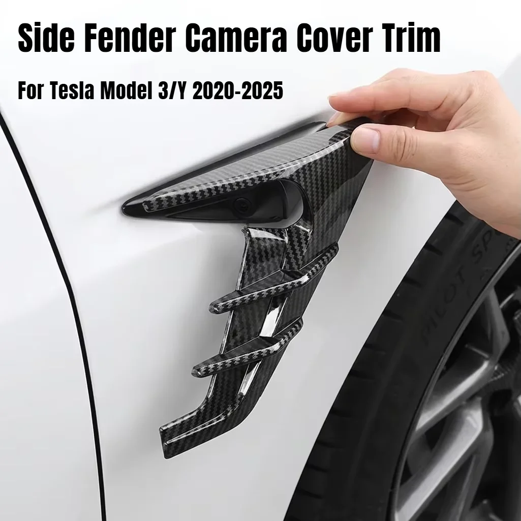 For Tesla Model 3 Model Y 2020-2025 Side Fender Camera Cover Trim Scratch-Proof Side Camera Protection Cover Exterior Decoration