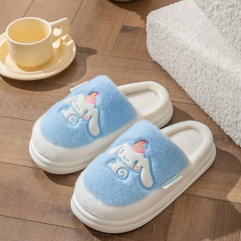 Sanrio Kuromi Children Slippers Anime Figure 23 My Melody Winter Kids Shoes Anti-Slip Plush Keep Warm Cute Cartoon Hot New Style