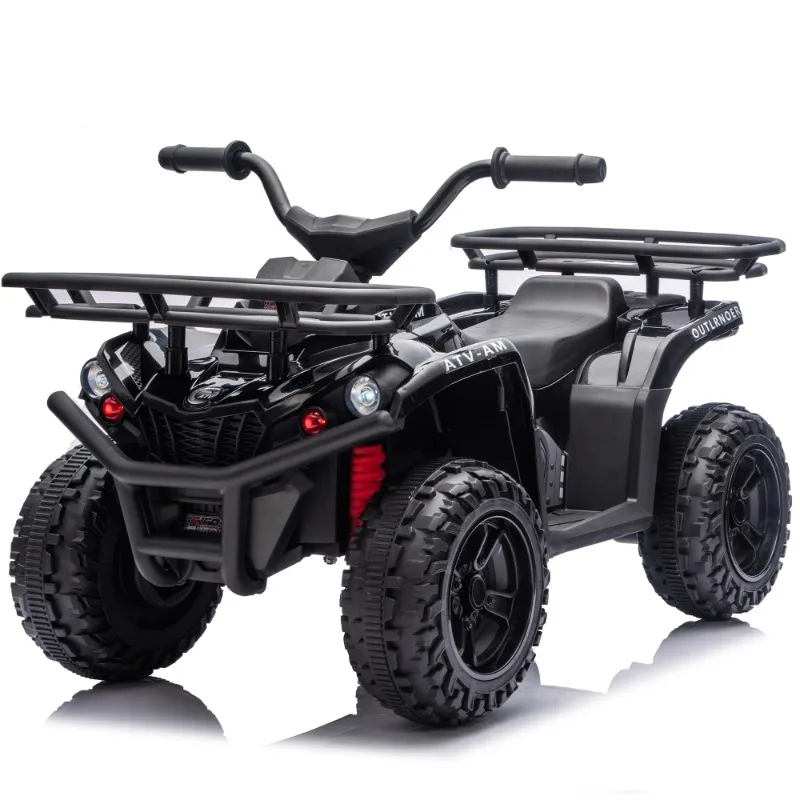 Kids Electric ATV Quad Bike Ride On Toy Car with LED Lights and Storage Rack for Children Outdoor Play Vehicle