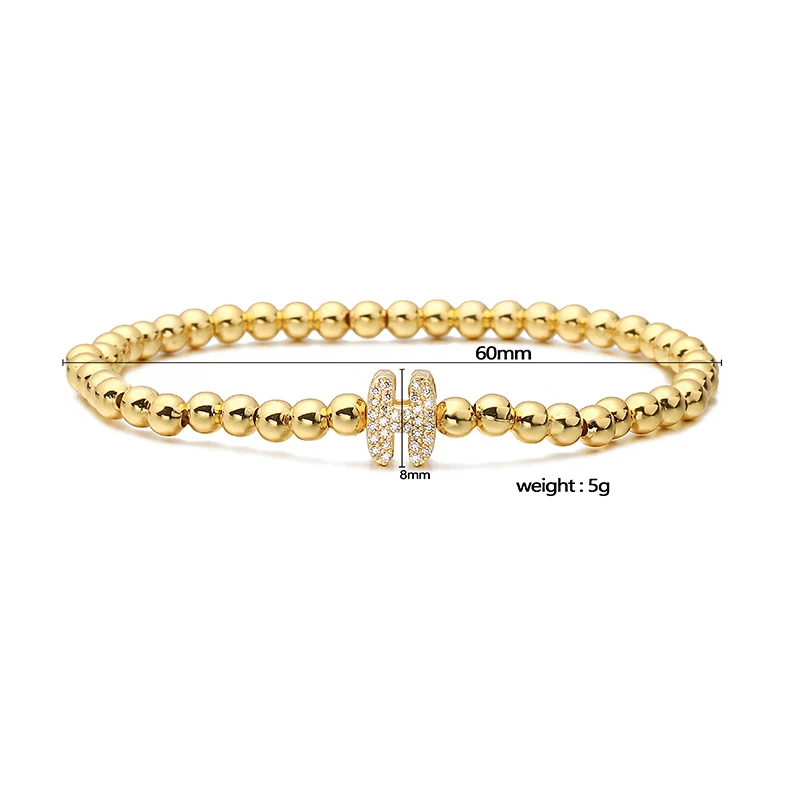 Zirconia Alphabet Charm Bracelet for Women, Adjustable Gift