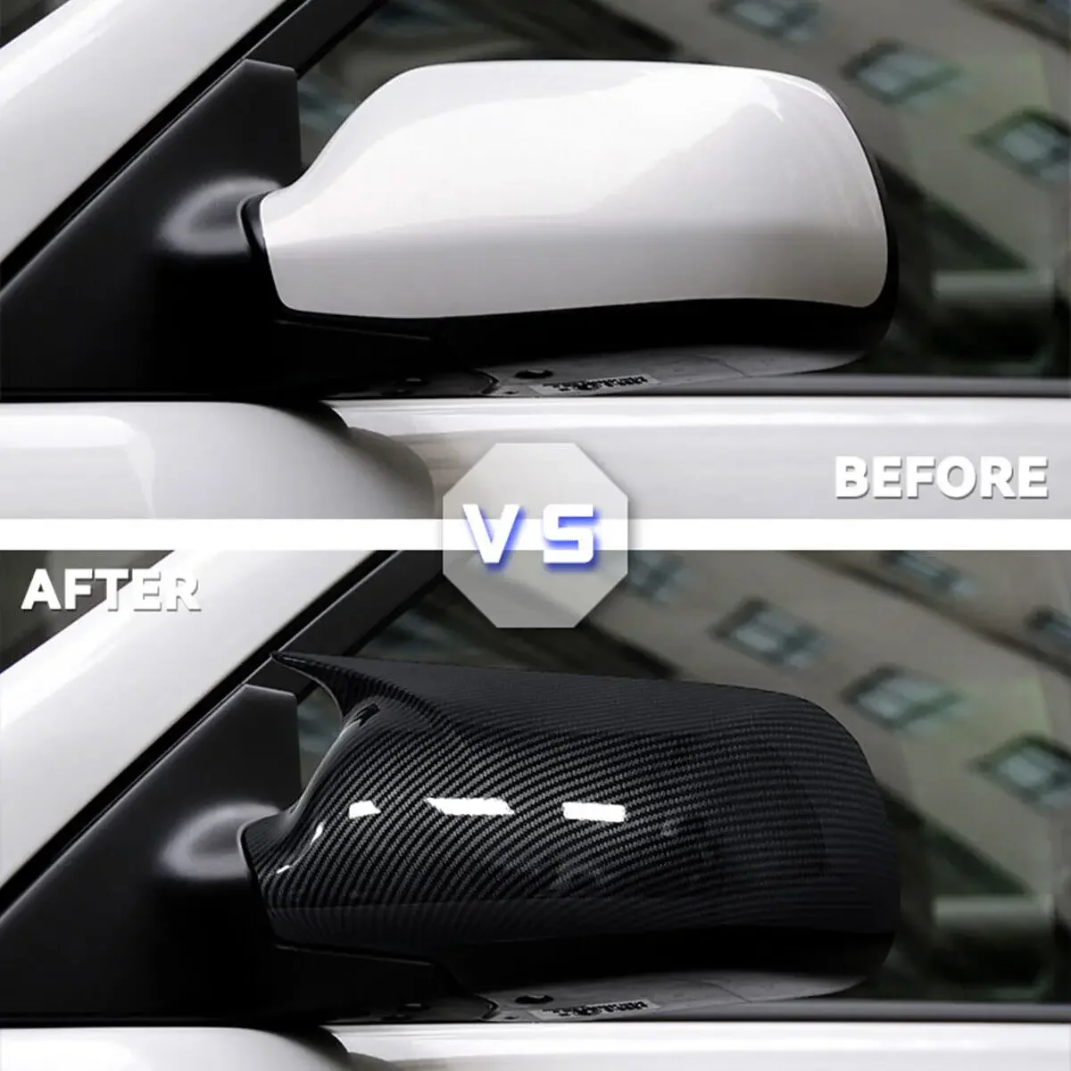 For Mazda 2 3 6 2003 2004 2005 2006-2008 ABS Car Rearview Side Mirror Cover Wing Cap Exterior Door Housing Trim Adhesive Sticker