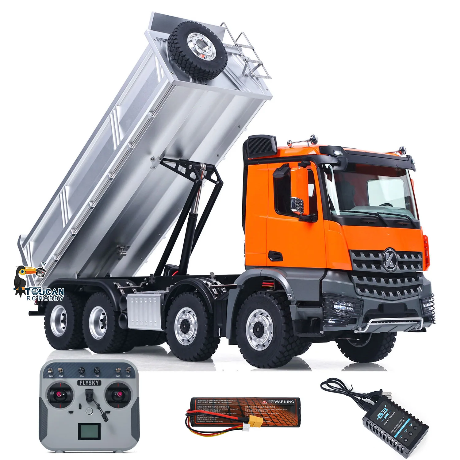 

Kabolite RC Dump Truck K5703 1/14 Electric 8X8 Remote Control Tipper Model 2Speed Transmission Lights Sounds Battery Charger