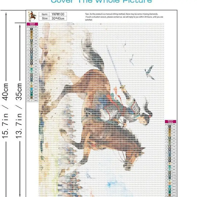 5d diy kit de pintura diamante broca completa, guerreiro feminino majestoso na cavalo com espada, antigo exército líder da heroína chinesa, m