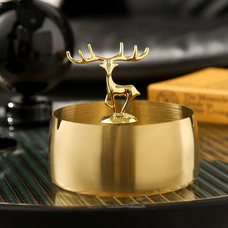 Minimalist Golden Deer Ashtray Smoking Accessories for Weed Ash Tray Gold Plated Stainless Steel Ashtrays Gifts for Boyfriend