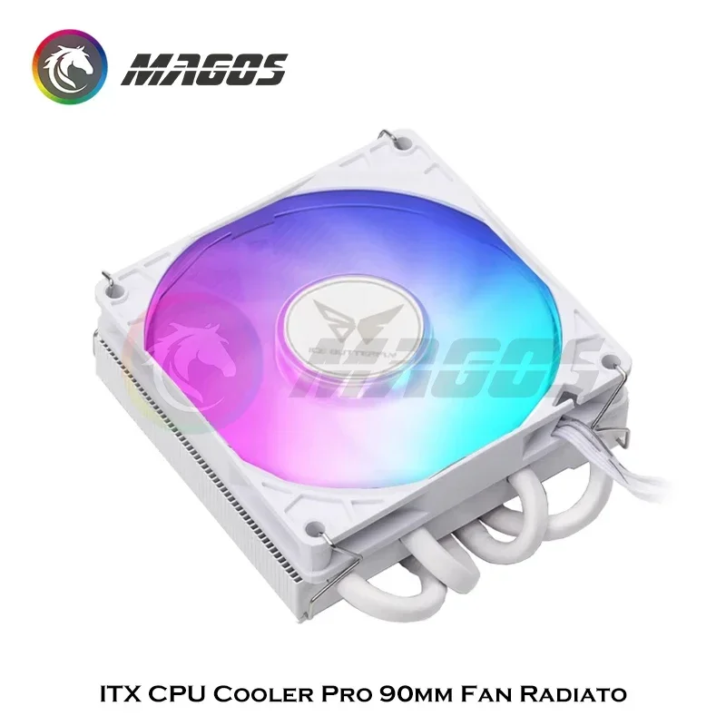 Itx Cpu Cooler Pro 90Mm Ventilator Radiator Wit Slank Low-Profile 39Mm Hoog 4 Heatpipes Luchtkoeling Heatsink 1700 1200 115x 5V Argb