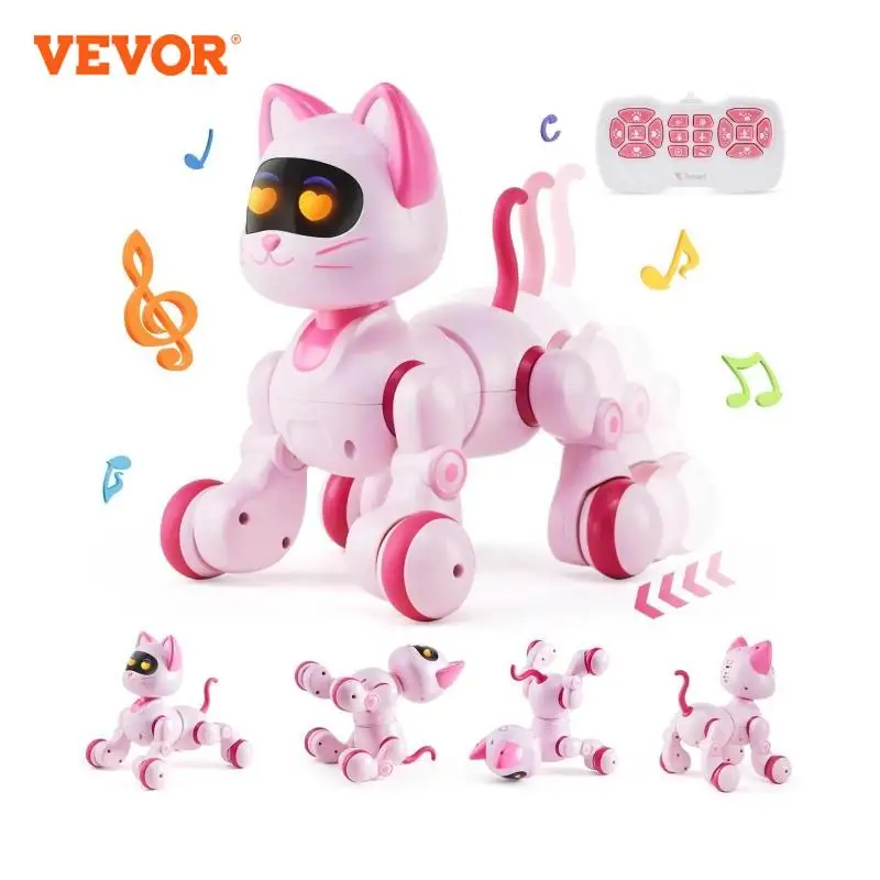 VEVOR Intelligent Remote Control Robot Cat Electronic Stunt Voice Command Programmable Touch-sense Music Song Children's Toys