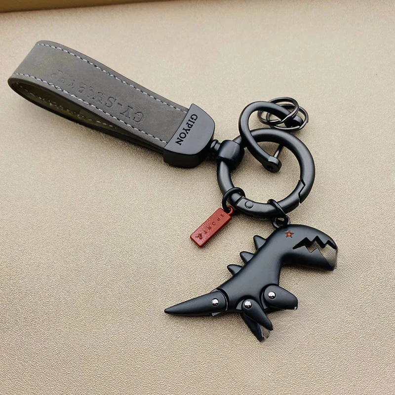 1PC Kleine Dinosaurier Auto Schlüsselbund Motorrad Dekorative Zubehör Einzigen Leder Metall Schlüsselbund Handtasche Anhänger Kleines Geschenk