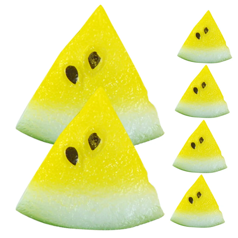 6 قطعة شريحة البطيخ الصغيرة الراتنج زخرفة الفاكهة واقعية لتخطيط مشهد المنزل الصغير إكسسوارات يدوية ذاتية الصنع فواكه مصغرة