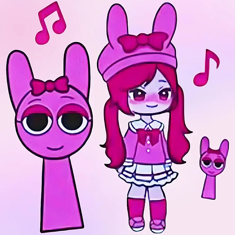 8pcs Character Dressing Sticker Girl DIY Fun Dressing Handmade Material Musical Notes Jump