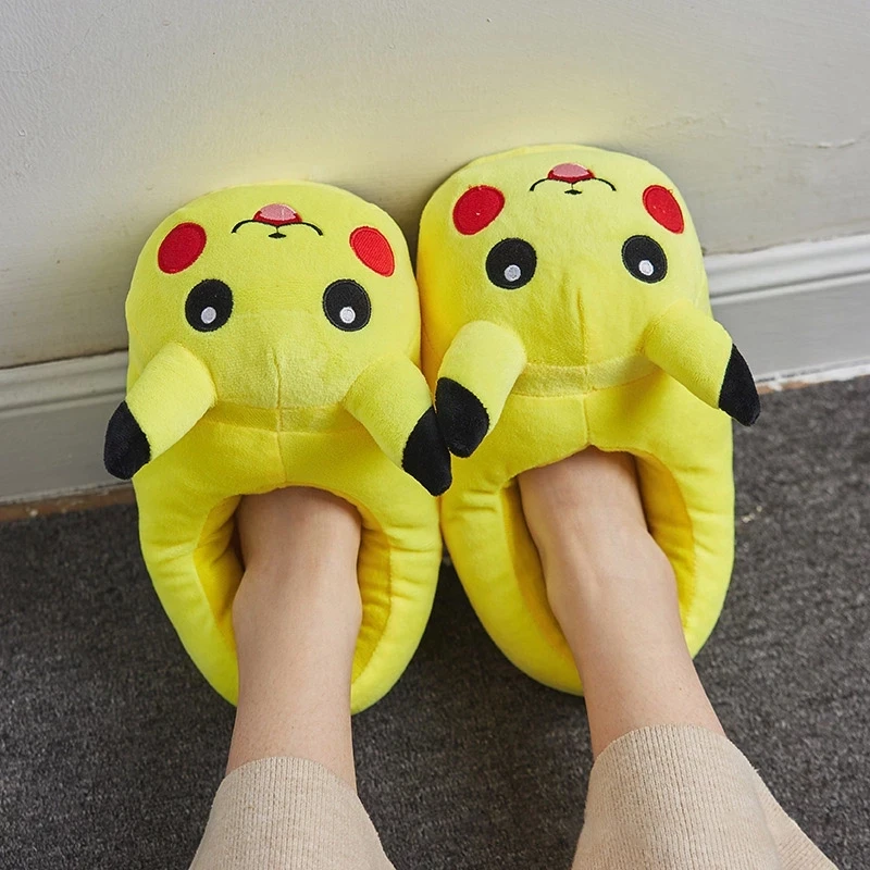 20cm Takara Tomy Kawaii Pokemon Pikachu Plush Slippers Indoor Warm Winter Shoes Birthday Gifts For Kids Children Girls