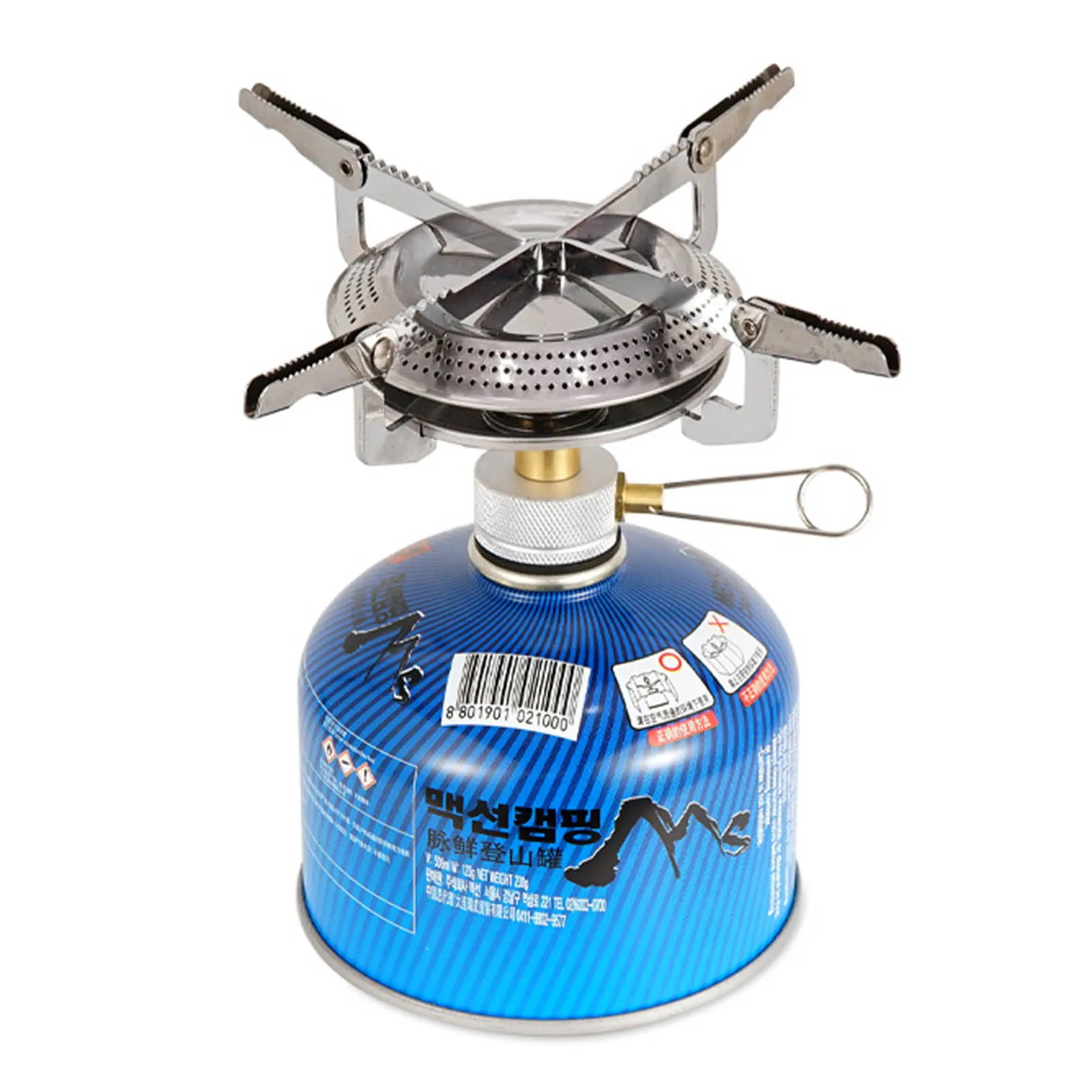

Silver Foldable Gas Stove Stainless Steel 17.4 x 7.1cm 280g with Storage Bag for Outdoor Camping Hiking Picnic Cookout Portable