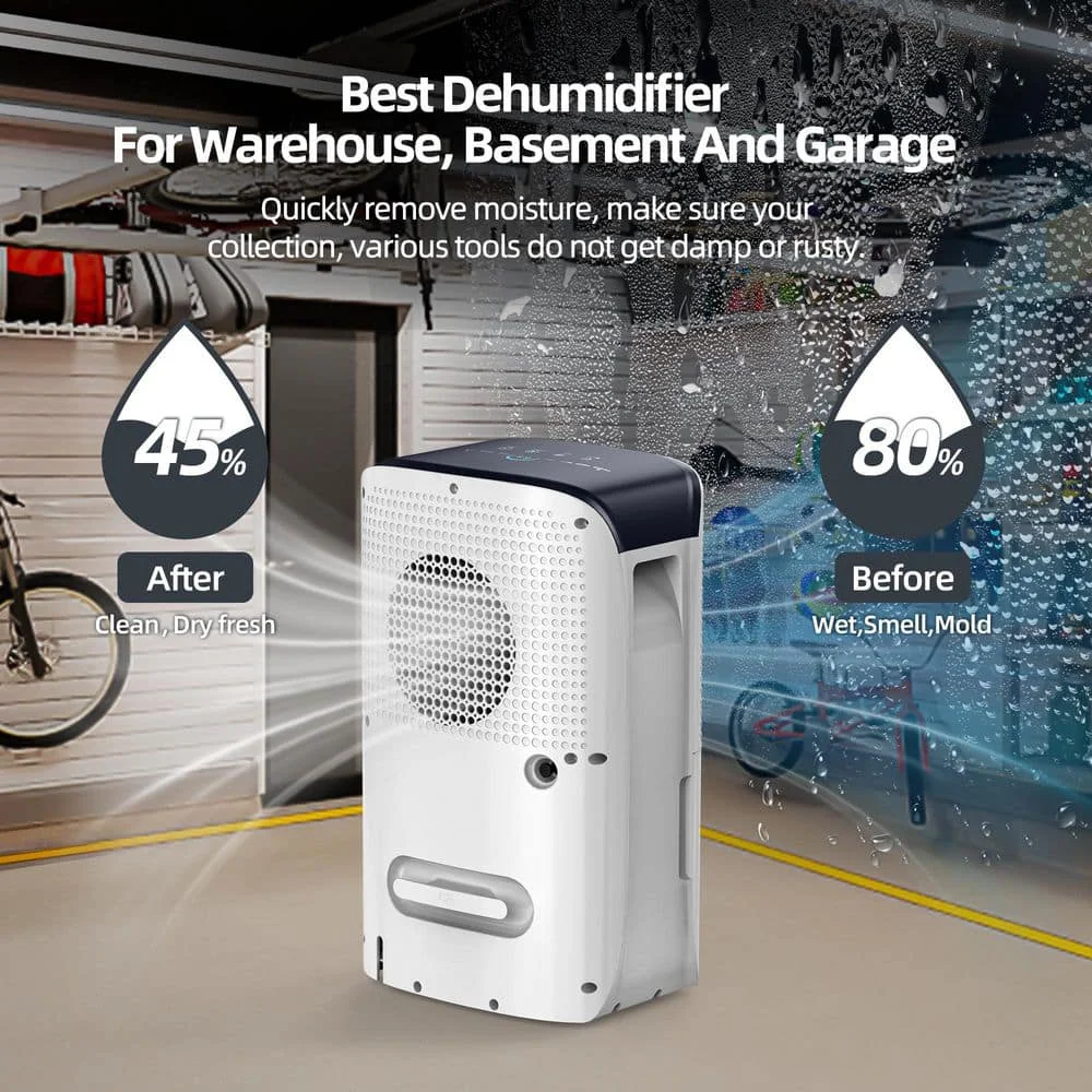 38 pt. 2000 sq. ft. Portable Dehumidifier in White with 6.55 pt. Bucket, Auto Defrost, Continuous Run, 2-Fan Speeds