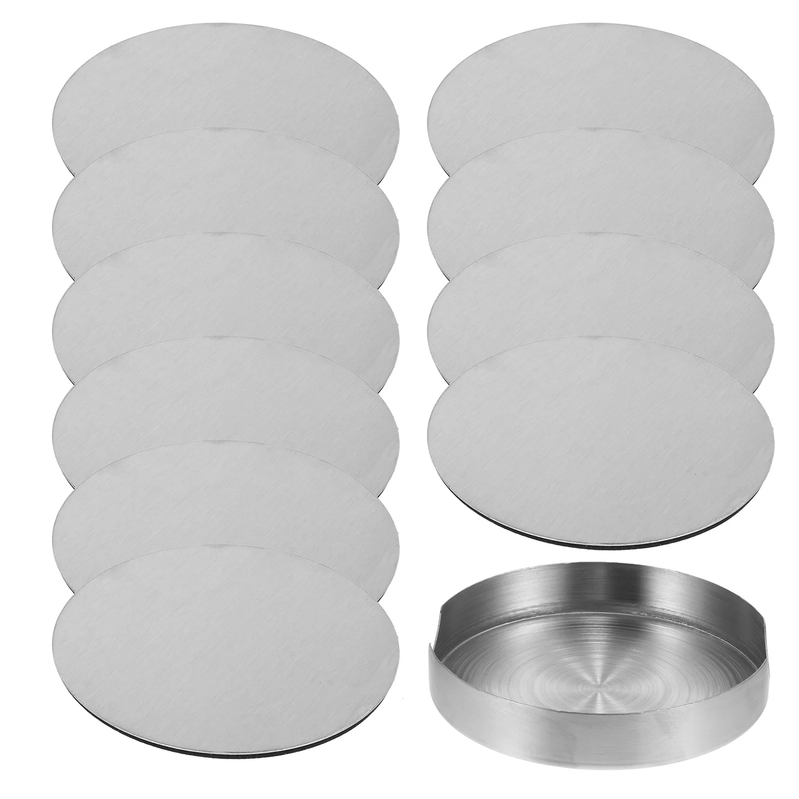 

1Set Stainless Steel Heat Insulation Coasters Round Silver Dining Table Anti-Slip Cup Bowl Cushions Rust-Proof Scratch