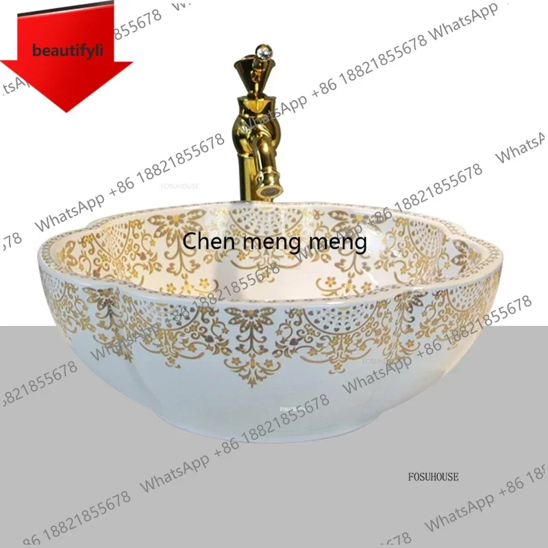 

Дизайнерская раковина A50 ручной росписи для ванной комнаты, роскошная, для дома и кухни, художественная, одинарная, нестандартной формы, накладная, керамическая.