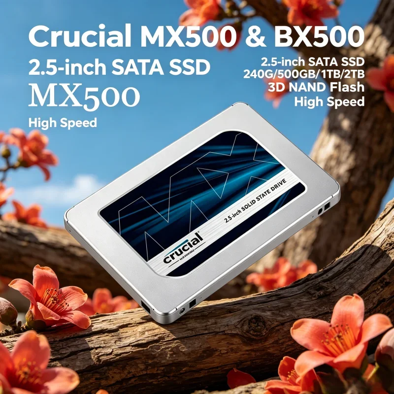 

2.5-inch SATA Internal SSD Crucial MX500 BX500 240G/500GB/1TB/2TB 3D NAND Flash High Speed Solid State Drive for Laptops Desktop