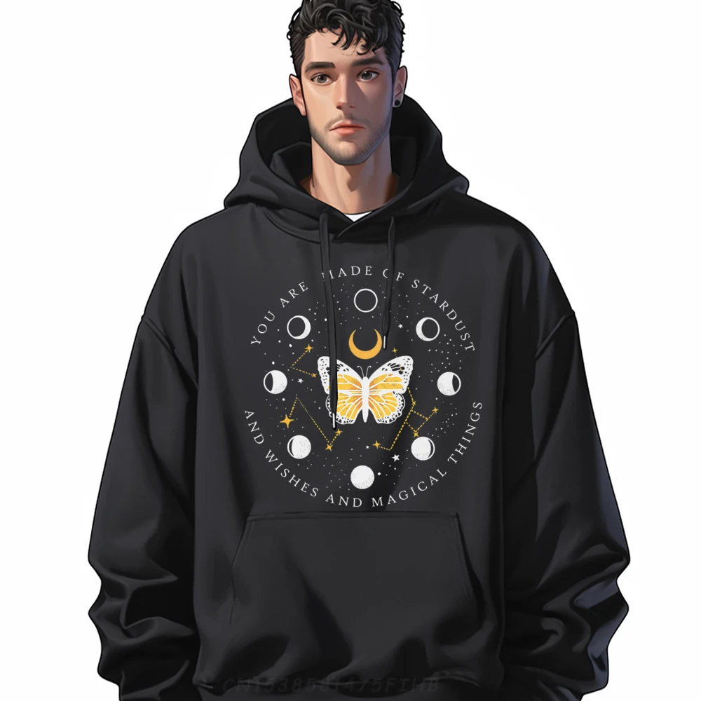 

Slogan Celestial Mystical Luna Butterfly Moon Vintage Long Sleeve Mother Day Hoodies Special Crewneck Hoodies Mens Hoodies
