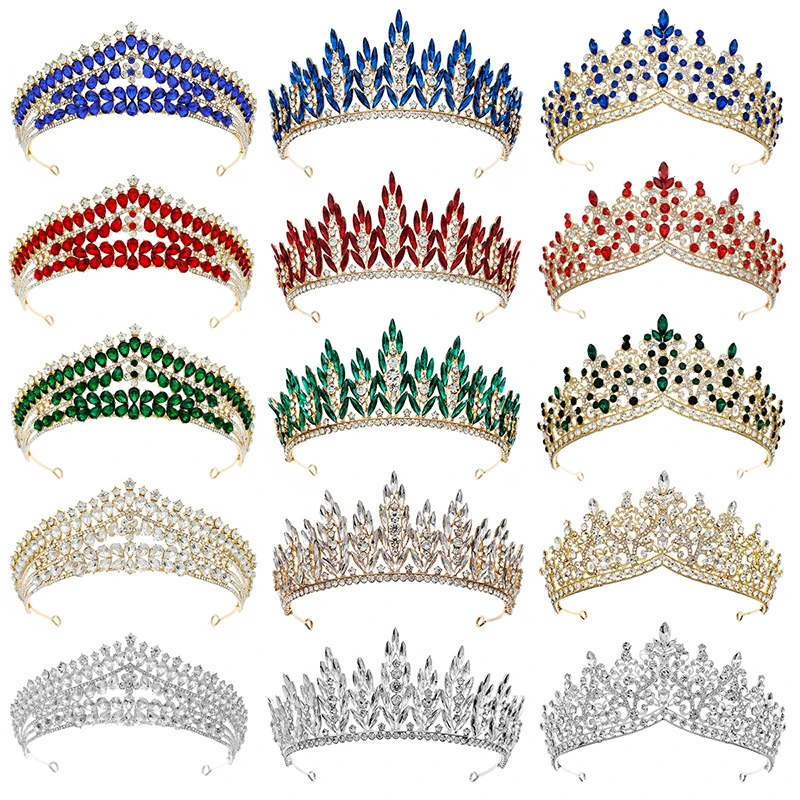 Women Luxury Royal Crown Rhinestone Tiaras Crowns Large Tiaras Crown Rhinestones Fashion Design Accessories