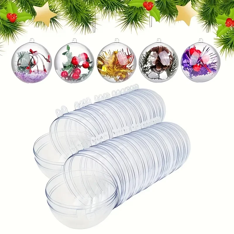 10-50pc DIY Fillable Clear Plastic Spheres Ornament, Thickened Transparent Craft Ball for Holiday Home Wedding Decoration