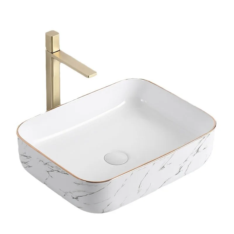 

Small size simple table basin, bathroom ceramic washbasin, balcony marble pattern washbasin, washbasin single basin