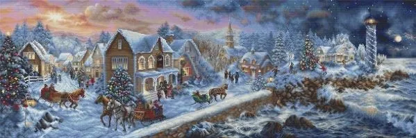 Wagon Scenery Holiday at Seaside sewing kit 14CT Unprinted Cross Stitch Kits Embroidery Art DIY Handmade Needlework Home Decor