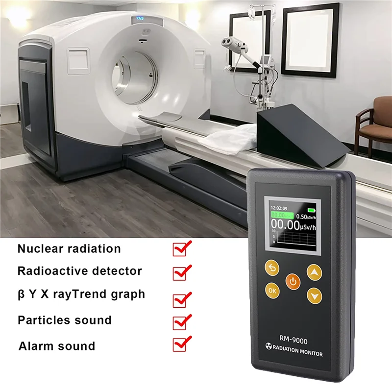 Radiation Monitor Geiger Counter Nuclear Radiation Detector Dosimeter, Handheld Beta/X/Y-Rays Test Equipment