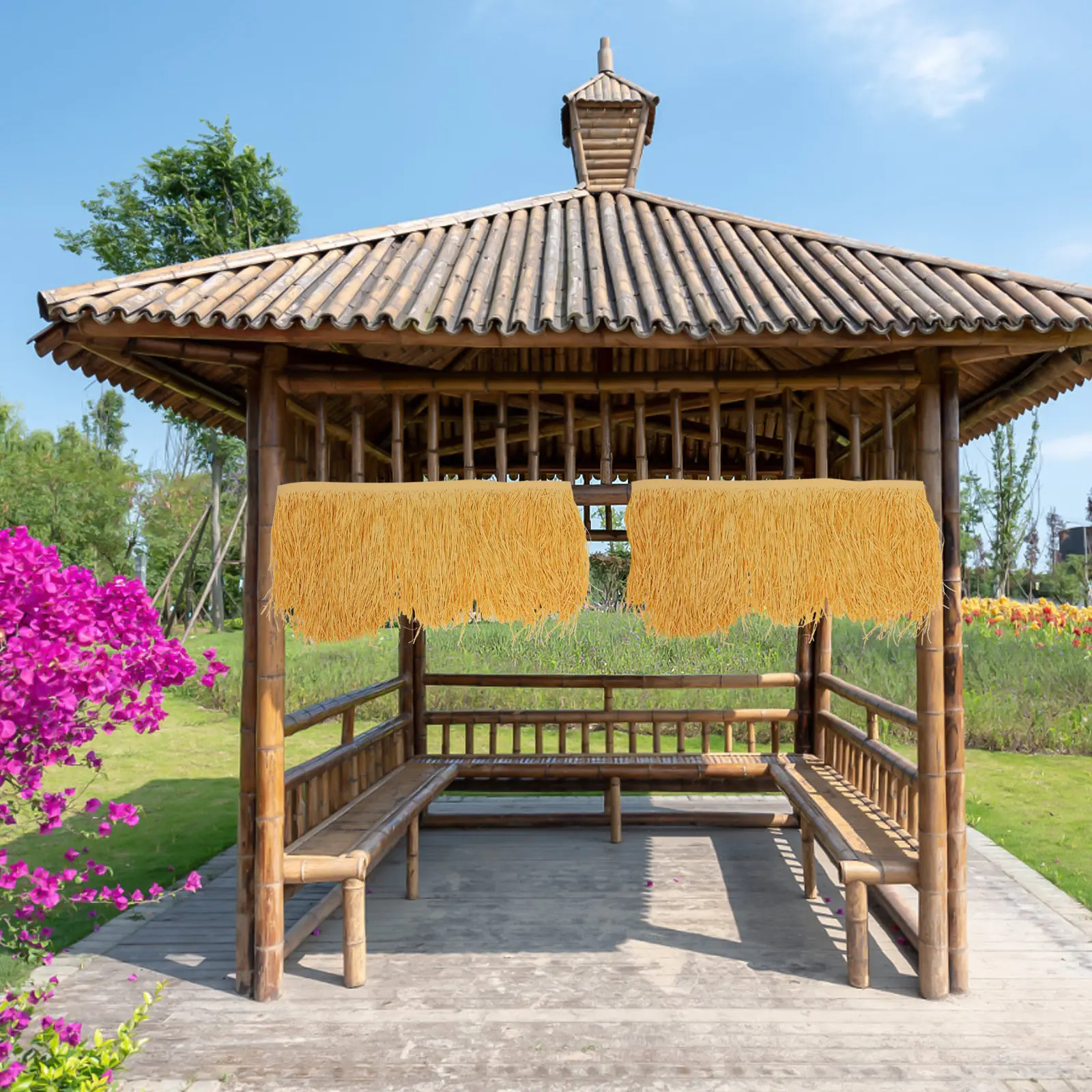 

Искусственная соломенная кровля Tiki Straw Roof Thatch, рулоны из искусственной пальмовой соломы, светло-коричневые, в мексиканском стиле, для сада, патио, зонтов, заборов, украшений для вечеринок