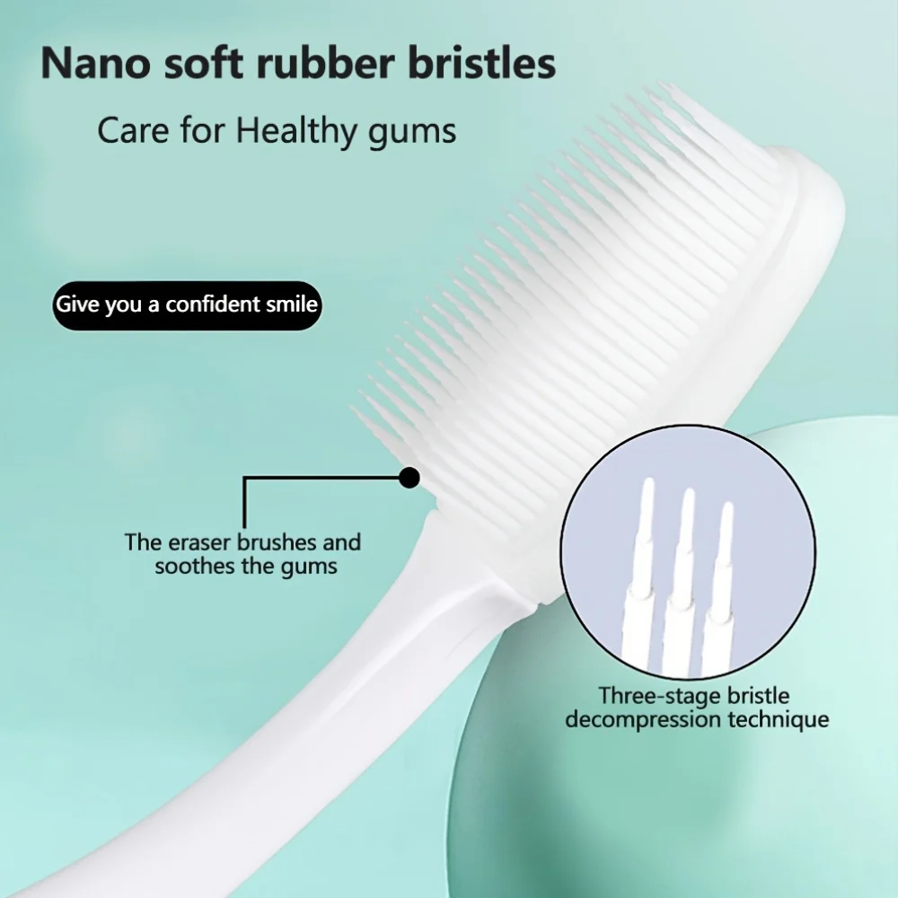 Nano Bristle Toothbrush Home Advanced Medium Bristle Wide Head Cleaning and Gingival Protection Toothbrush 1Pcs Random Color