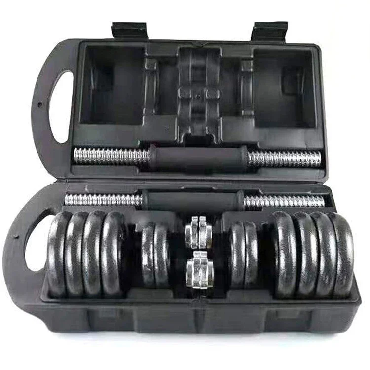 

Gym Multi-function Equipment Manufacturer Curved Barbell Weights 15/20/30/50kg Black Adjustable Dumbbells Set Case