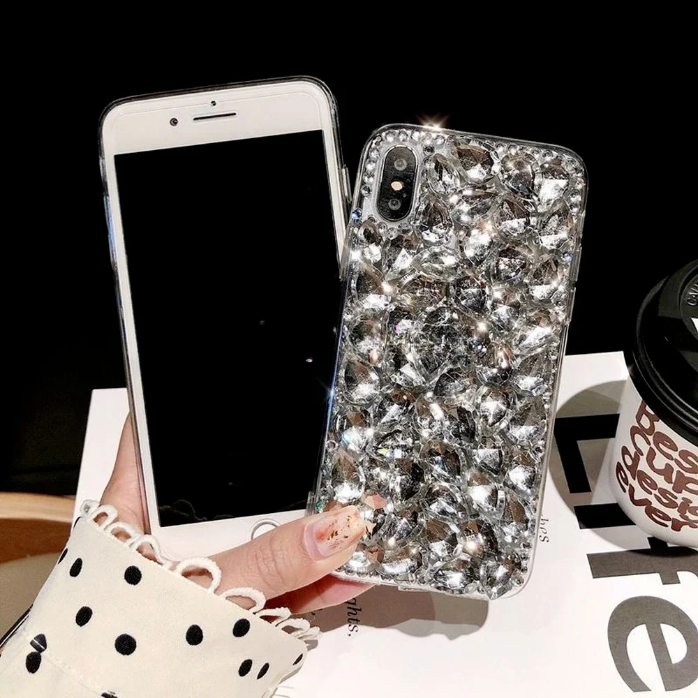 Luxury Glitter Rhinestone Phone Case, Diamond Crystal Cover, for Huawei, P50Pro, P40lite, Mate 40, for Honor 8X, 9X, 50, 60Pro