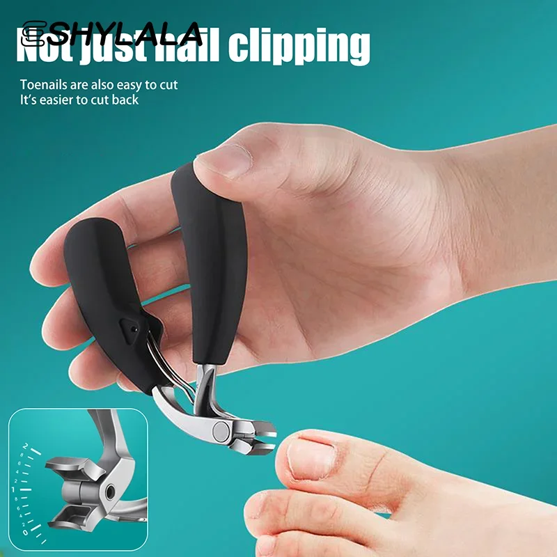 Cortador de unhas de cabeça curvada com grande abertura, tesoura de armazenamento anti-respingo para idosos, unhas grossas e resistentes