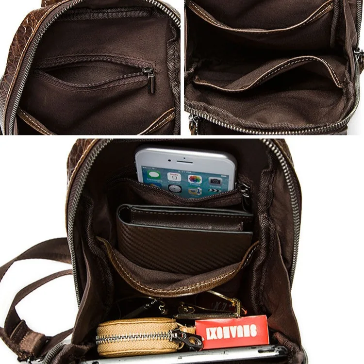 Vintage Crocodile Grain Leather Men's Chest Bag – Trendy European Style Shoulder Bag, Soft Leather Crossbody Sling for Daily Use