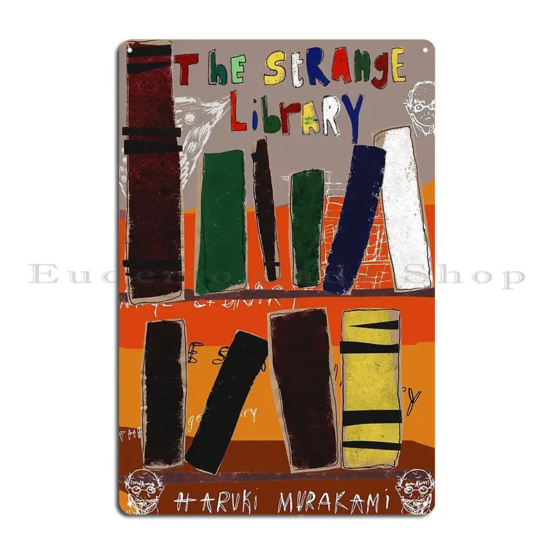 لافتة معدنية مكتبة غريبة ، تصميم هاروكي موراكامي ، نادي غرفة المعيشة ، مخصص ، ملصق علامة القصدير الصدئ