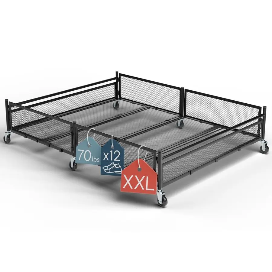

Bed Storage with Wheels XXL 65L Metal Frame Rolling Bin amp Shoe Organizer, Large Container 31.5x23.6 Ideal for Toys, Bedding am