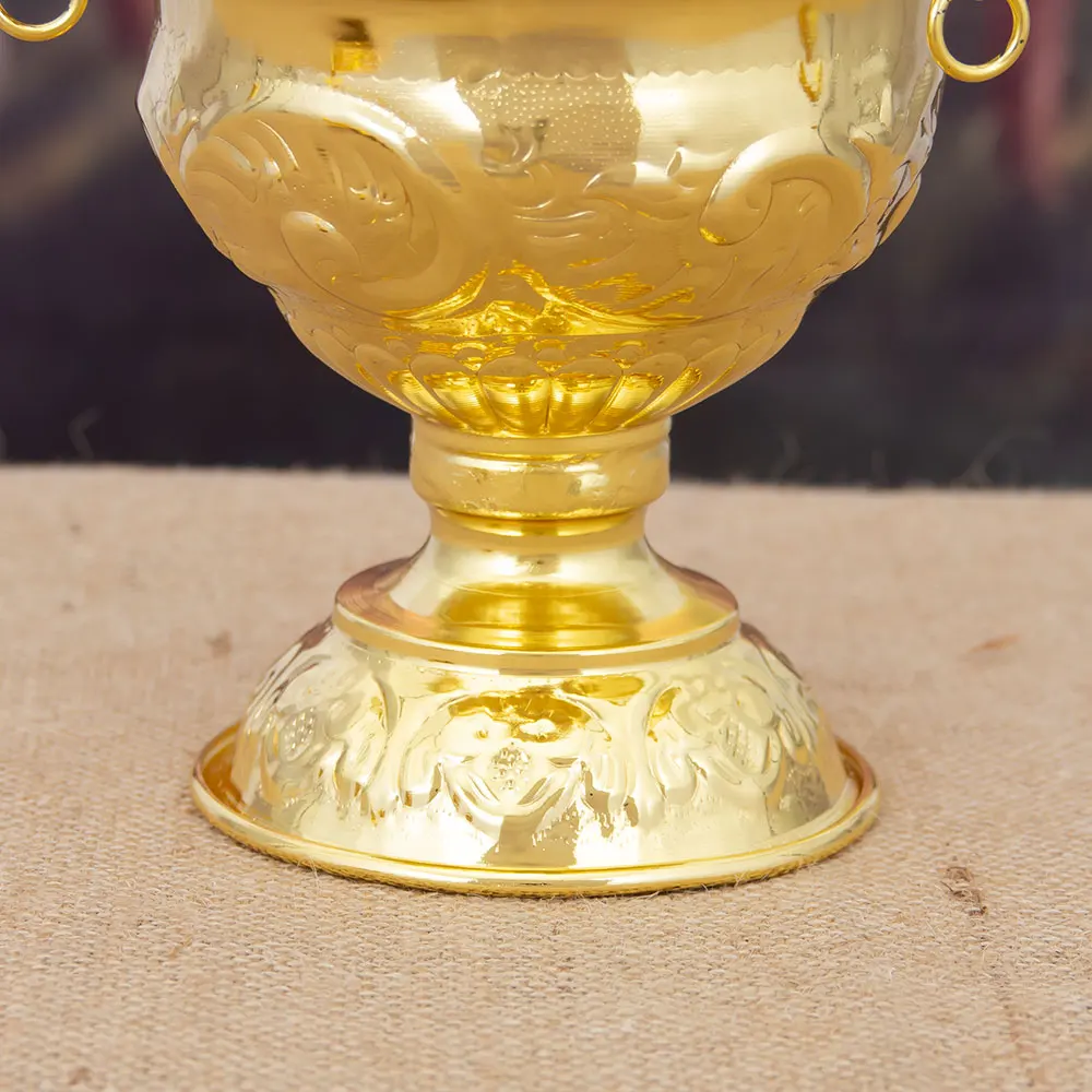 HTISOK Vergoldeter Orthodoxer Weihrauchbrenner mit Glockenkette, Ostorthodoxer Liturgischer Weihrauchbrenner für religiöse Rituale, Kirchen-Weihrauchbrenner – Detail 8