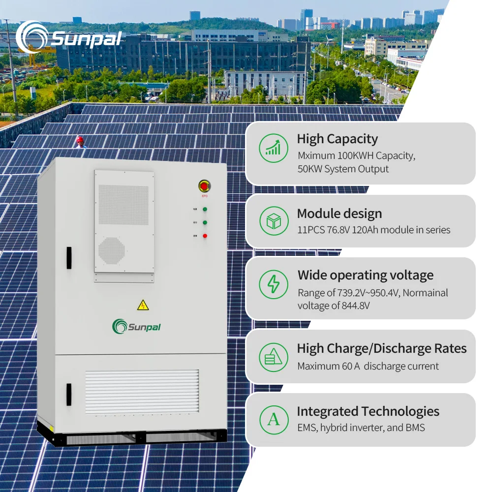 Sunpal BESS Outdoor Energy Storage Cabinet 50Kw 100kWh All-In-One Industrial Battery Energy Storage System