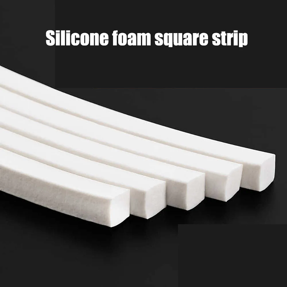 1/5/10M Square White Silicone Rubber Foamed Strip 2x10mm~30x35mm Silicone Sponge Sealing Strips Rectangle Silicone Foaming Strip