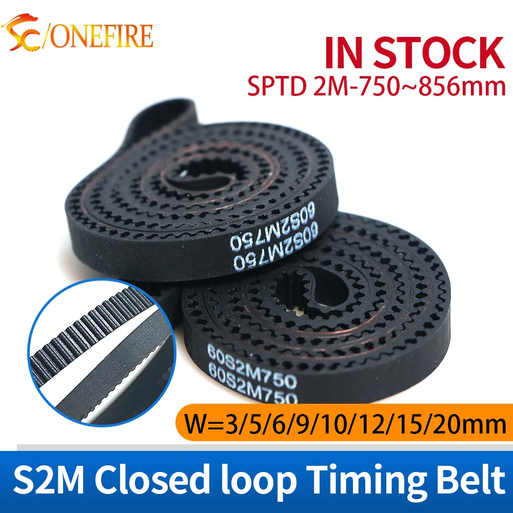 

S2M Timing belt length 750/760/766/770/800/810/828/840/852/856mm Width 3~20mm STPD 2M Rubber Synchronous belt