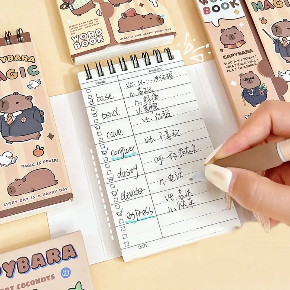 Portable Mini Capybara Planner Notebook Cartoon Spiral Student Stationery Kawaii School Supplies School