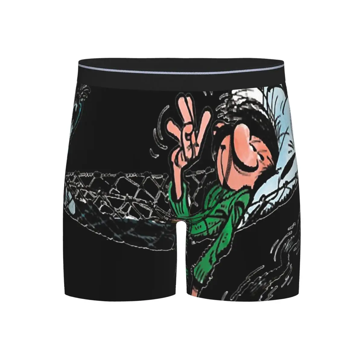 

Long Boxer Underpants Shorts Gaston Lagaffe Big Ben Head Panties Men's Comfortable Underwear for Homme Man Boyfriend Gifts