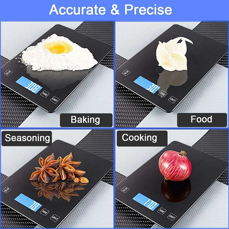 New Kitchen Scales, Digital Food Scales, USB Rechargeable Electronic Cooking Food Weighing Scales - LED Display,15Kgs/1G