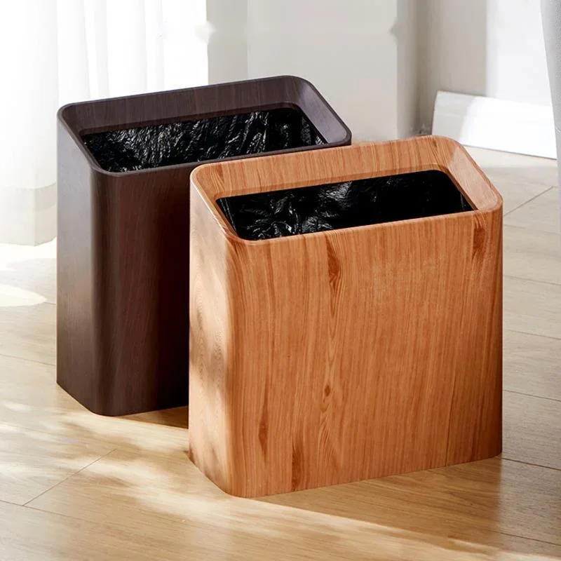 

Retro Seam Trash Can – Rectangular Garbage Bin for Living Room, Large Paper Basket for Kitchen or Bedroom, Chinese Design